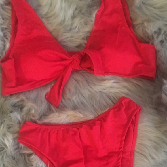 New Red Bikini High Waist Swimwear Set - Picture 2 of 4